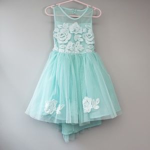Btween mint lace floral and pearl tulle dress size 5t
